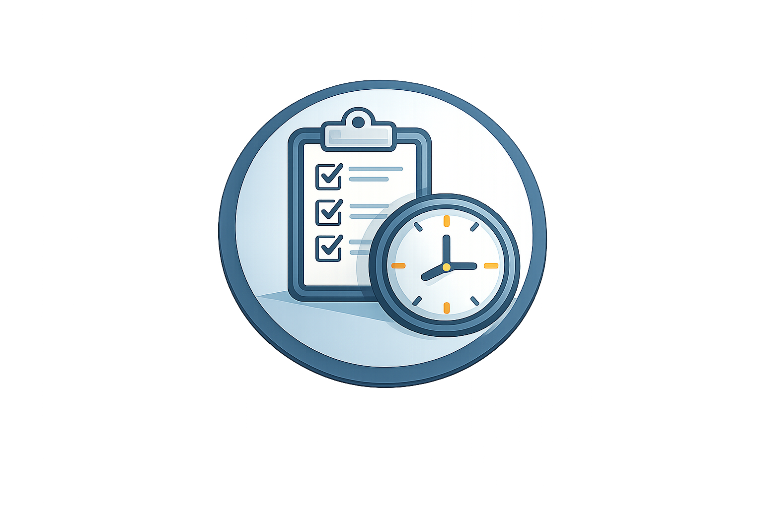 Ícone de relógio e prancheta representando tempo de contribuição para aposentadoria